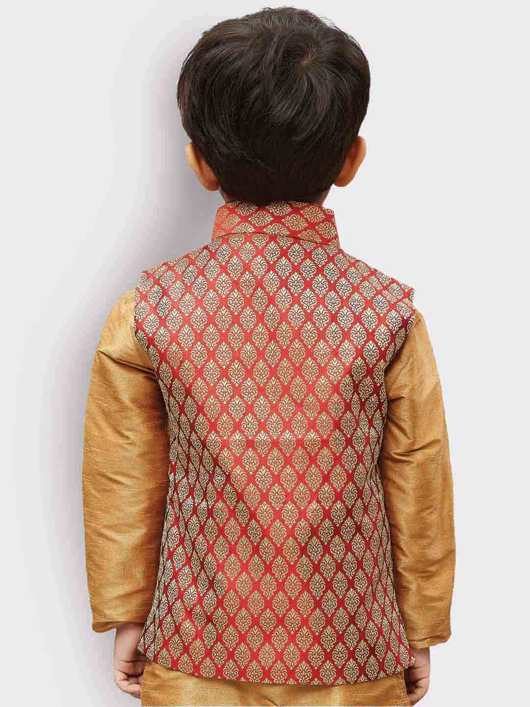 Boys' Maroon Silk Blend Nehru Jackets - Image 5