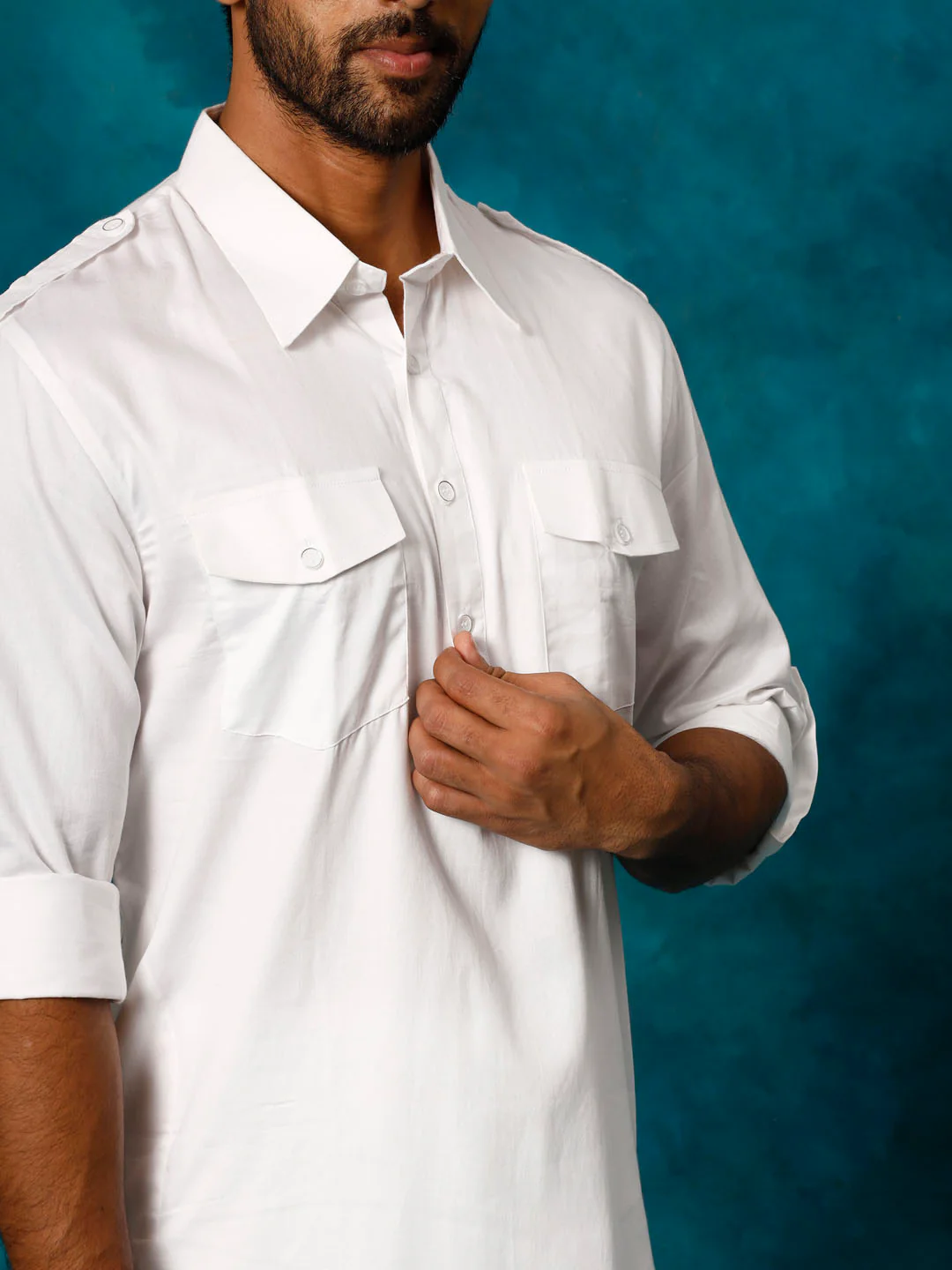 Men's White Pathani Suit Set - Image 5